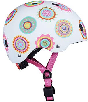 Micro Helm Doodle Dot V3 S (48-53 cm) Kinderfahrradhelm mit LED-Licht, Weiß, Mehrfarbig