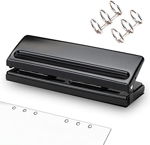 6 Fach Locher, Din A5 6 Loch Ringbuch Locher Desktop Punch Verstellbarer Abstände Lochers Binder Edge Puncher für A4 A6, Papierkarten Foto Bindungs Lochers Maschine