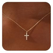 VIROMY Halskette Damen Gold/Silber Anhänger Halskette Klein und Zart Gold/Silber Vergoldet 14K Mode Kreuz Anhänger Niedlich Religiösen Minimalist Geschen