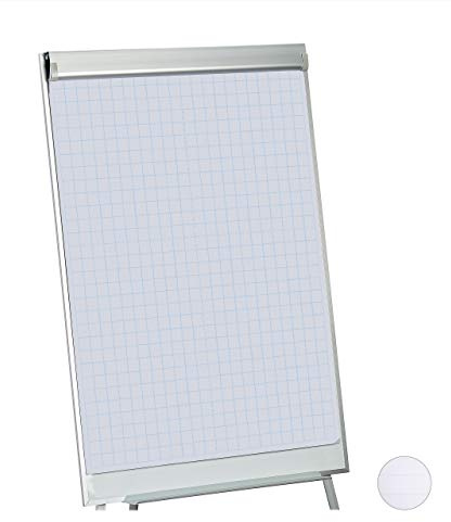 Relaxdays Flipchart Papier, Kariertes Moderationspapier, Block à 50 Blatt, 60 g/m², 6-fache Lochung, 57,5 x 81 cm, weiß, 1 Stück, Kariert