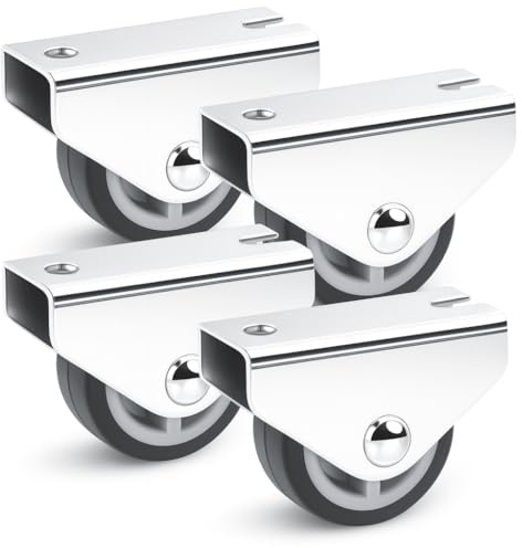 PRIOstahl Kastenbockrollen Möbelrolle Bockrollen Laufrollen Transportrollen Bettkastenrollen - 25mm x 4 Stück Rollen Kastenrollen Rollen für Bettkasten Schublade TPE-Räder mit Anschraubplatte