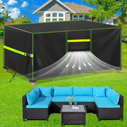 FORTRY Abdeckung Gartenmöbel Wasserdicht, 242x162x100cm, Winterfest Schutzhülle für Gartenmöbel, 420D Oxford Plane für Gartentisch Möbelsets Terrassenmöbel, Patio Furniture, Rechteckig Tischabdeckung