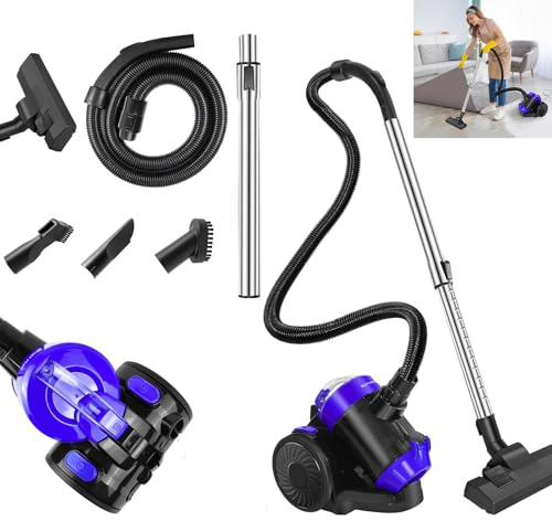 Bowose 1000W Beutelloser Staubsauger, Bodenstaubsauger mit Zyklontechnologie mit HEPA Filter Bodendüse für Parkett,Teppich,Fliesen, Leichter Zylinderstaubsauger mit 4m Kabel, 10m Aktionsradius 1,5L