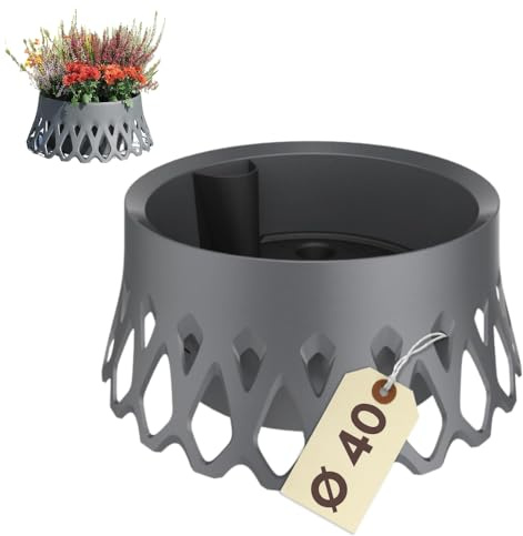 Plastia Grabschale mit Selbstbewässerung Grabvase mit Wasserspeicher Pflanzschale als Grabschmuck Blumenschale Groß Grab Vase Friedhof Wetterfest Grabschale Anthrazit Ø 40