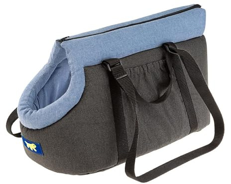 Ferplast Trasportino Gatto BORSELLO, Trasportino per Cani, Zaino per Cani, Manici Regolabili, Cinghia di sicurezza, Lavabile a 30°, Max 6 Kg, 37 x 21 x h 22,5 cm, Azzurro