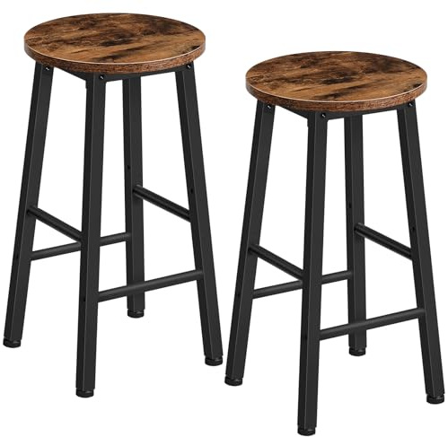 HOOBRO Barhocker 2er-Set, Barstühle, Küchenstühle, geeignet für Esszimmer, Küche, Bartheke, robust und stabil, Industrial Style, Vintagebraun-Schwarz EBF07BY01G1