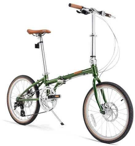 ROCKBROS VDs 20 Zoll Faltrad 8-Gang Altus Schaltung Klapprad, Leichtes Faltfahrrad City Bike Quick Fold für Stadt & Pendeln Grün