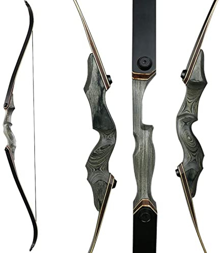 Huntingdoor 60 Profi Bogenschießen Recurvebogen 30-50lbs Erwachsene Takedown Langbogen Holzbogengriff Jagd Bogen für Rechtshand Sportbogen Bogensportler(50 lb)