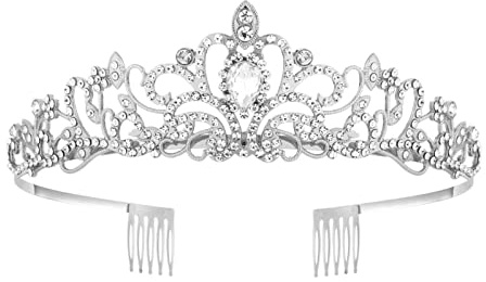 MIVAIUN Tiara Kristallkrone mit Strasskamm Strass Tiara Hochzeit Tiara Hochzeit Braut Strass Krone für Geburtstags Hochzeit Abschlussball Prinzessinnenpartys Frauen und Mädchen