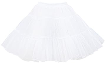 Vlazom Damen Petticoat Kurz Tüll Underskirt Hohe Taille Tutu Rock 50er Retro Ballett Blase Petticoat Prom Abendkleider Brautkleider Petticoats Karneval Kostüm（L-XL，Weiß）