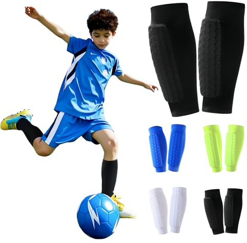 Shyllin 1 Paar Schienbeinschoner Kinder Fußball, Atmungsaktive & Stoßfeste Shin Pads für Jungen & Mädchen, Ideal für Fußball, Basketball, Radfahren, Bergsteigen