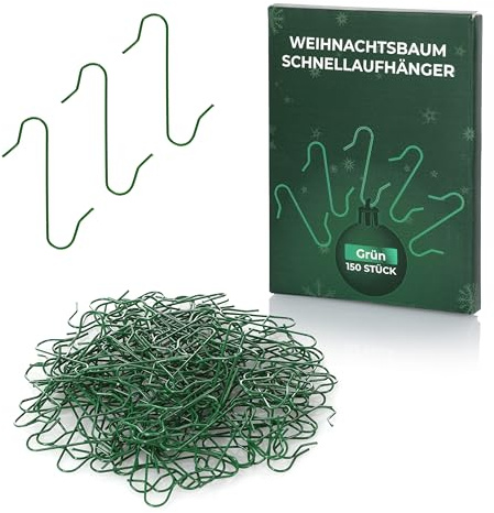 Nordstern Weihnachtsbaumschmuck Schnellaufhänger 150er Pack- Praktische Doppelhaken für Baumschmuck und Christbaumkugeln zum einfachen Aufhängen - 3,3 cm Grün