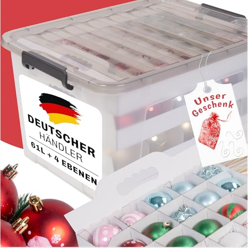 Stackmeister Aufbewahrungsbox Weihnachtskugeln I 61L I Sicherheit und Aufbewahrung für jede Christbaumkugel und die Weihnachtsdeko I Optimale Kiste bzw. Weihnachtskiste für Weihnachten