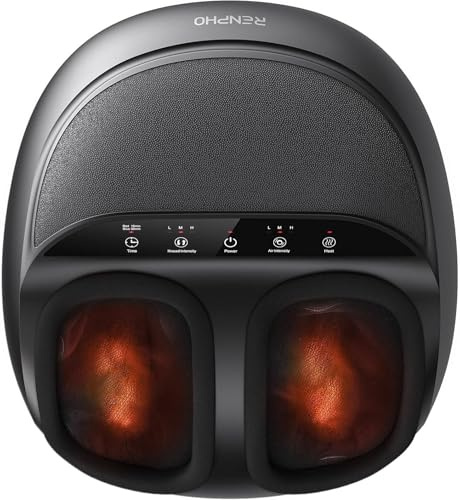 RENPHO Ganz Fußmassagegerät, 2026 Verbessertes Shiatsu Fussmassagegerät Elektrisch mit Wärmefunktion, Kneten, Rollen und Luftkompression, Geschenke für Frauen Männer, bis Schuhgröße 46, Schwarz