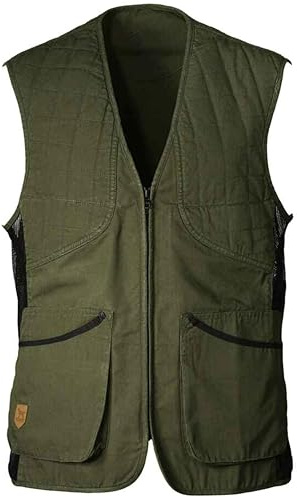 K&S Outdoors Herren Schießweste Hunter Oliv Rautensteppmuster für Links- und Rechtsschützen Jagdweste Trap Skeet aus Baumwolle (XXL (56/58))