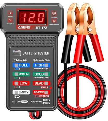 ANENG Autobatterietester,12V Digitaler Autobatterietester,Lichtmaschinen-Ladeanalysator,Voltmeter Mit LCD-Display Und LED-Anzeige,Spannungsanzeige für Autos,LKWs,Motorräder,Elektrowerkzeuge