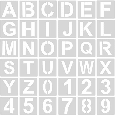 AIEX 36 Stück Schablonen Buchstaben und Zahlen, 5 cm, wiederverwendbar, Alphabet, Nummern, Modelle aus Kunststoff, Buchstaben, Alphabet, für Holzschild, Kuchen, Malerei, Dekoration