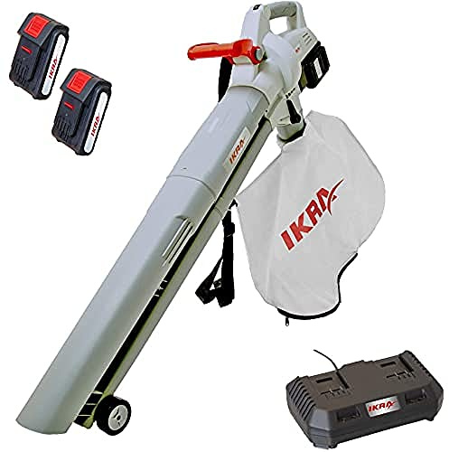 IKRA 74003200 Akku 3in1 Laubbläser Laubsauger Laubhäcksler ICBV 2/20 inkl. 2X Akku & Doppel-Schnellladegerät, 40 V, Grau/Rot