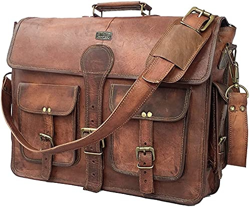 cuero Dhk Devil Hunter Killer DHK 16 Zoll Vintage handgemachte Leder Messenger Bag Laptop Aktentasche Computertasche für Männer Braun Braun 16 Zoll