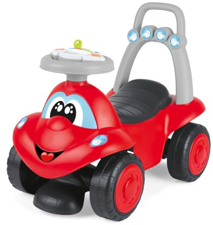 Chicco Billy Walk&Ride, Erste Schritte, 2in1 Lauflerner und Fahrgerät, einfache Montage, ergonomischer Lenker, breite Räder, mit Geräuschen und Fahrlicht, recycelter Kunststoff, 12-36 Monate, Rot