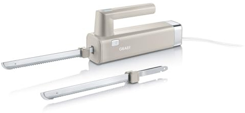 GRAEF. Elektromesser EK508, taupe, elektrisches Brotmesser für die Küche, elektrisches Fleischmesser, Torten, Brot oder gefrorenes Fleisch schneiden, austauschbare Klingen