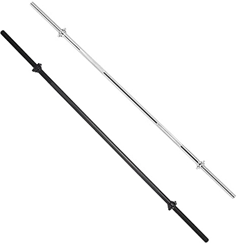 GORILLA SPORTS® Langhantelstange - 170cm, mit 2 Sternverschlüssen, 30mm, bis 200kg belastbar, Griff gerändelt, rutschfest, Chrom, Silber/Schwarz - Hantelstange, Langhanteln, Langhantel-Stange