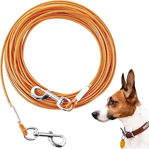 Mi Metty Hund Kabel Ausbinden Kausichere Hundeleinen für den Garten,Hundeleine für große Hunde bis zu 253lbs,Dog Runner Tether Line für Outdoor (Orange, 30ft)