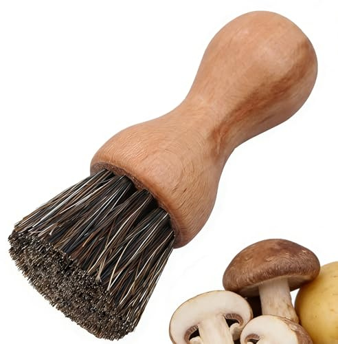 1 Stück Champignonbürste,Pilzpinsel,Kartoffelbürste,gemüsebürste,Küchenbürste,Holzspülbürste,Handflächenbürste aus Natürlichem Bambus und Rosshaar,zur Reinigung von Geschirr Topf Töpfe Pfannen