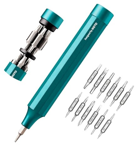 HOTO 24 in 1 Feinmechaniker Schraubendreher Set, Magnetisch Präzision, Grün | Feinmechaniker Werkzeug Set für Handy, Laptop, PC, Brillen, Uhr. S2-Stahl-Bits, Mini Schraubenzieher für Reparatur,12x1,66cm