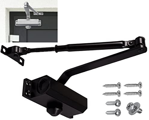 Stahlia Automatischer Türschließer Schwarz Türschließer Haustür hydraulisch Innen - Außen Automatik Obentürschließer | MIDI Türgewicht 25-45 kg