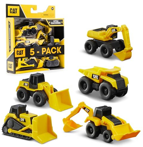 CatToysOfficial, CAT Little Machines Spielzeug Baustellenfahrzeuge Kinder mit 5 Teilen - Radlader, Schaufelfahrzeuge, Bulldozer, Kipplaster und Bagger Spielzeug - Spielzeugautos ab 3 Jahre