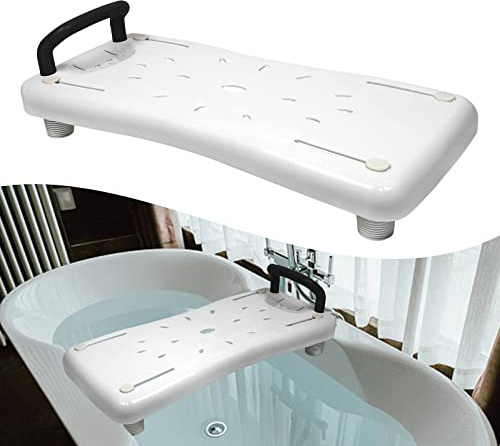 YRHome Badewannensitz 70x31cm Badewannenbrett zum sitzen Badewannensitz Senioren Erwachsene Einstellbar Wannenbrett zum Sitzen für Badewanne Duschbrett Sitzbrett bis 150kg mit Schwarz Griff