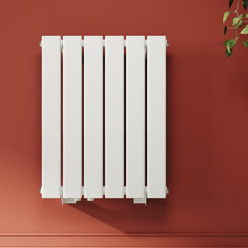 SONNI Design Heizkörper 600x465mm Weiß, Einlagig Heizkörper flach und klein für Badezimmer, vertikaler Badheizkörper flach Paneelheizkörper für Bad Flachheizkörper mit Seitenanschluss