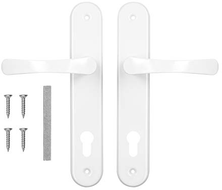 ADGO Türgriff Set für den Türeinsatzkeks 90 Links Rechts Türgarnitur Türdrücker Türklinke Drückergarnitur Aluminium Verzinkter Stahl (Weiß)