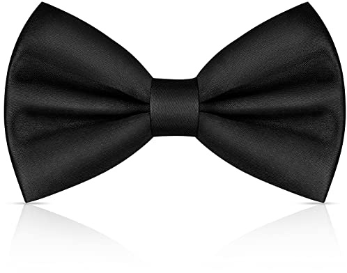 URAQT Fliege Herren, Klassische Einfarbig Fliegen für Männer, Schmale Smoking Fliege Schleife mit Haken, Einstellbar Bow Tie für Hochzeit Party(Schwarz)