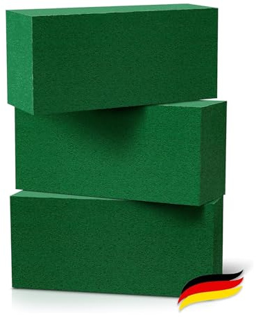 FLORALY 3x Steckschaum Nasssteckschaum | Premium Blumensteckschaum Made in Germany 22x11x8 | Universelle Steckmasse Steckschwamm Steckziegel kompostierbar f. Blumen-Gestecke z. Basteln Feiern Hochzeit