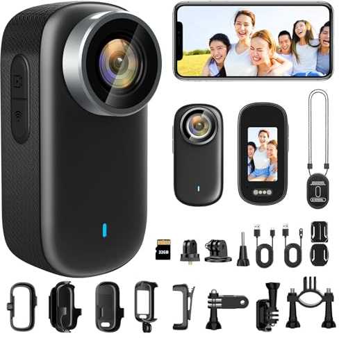 Nisanmoon WiFi Action Kamera 4K wasserdichte Mini Action Cam 150° Kleine WiFi Sport Action Kamera, Fahrrad Motorrad Helm Kamera mit 1,3-Zoll-Display und Magnetisch, 3 Stunden Akkulaufzeit