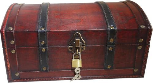 infinimo Handgefertigt Schatztruhe - Schatztruhe Kindergeburtstag, Piratenkiste, Geschenk-Box verschließbar mit Deckel und Schloss mit Schlüssel, Schatzkiste 30x20x15cm Groß