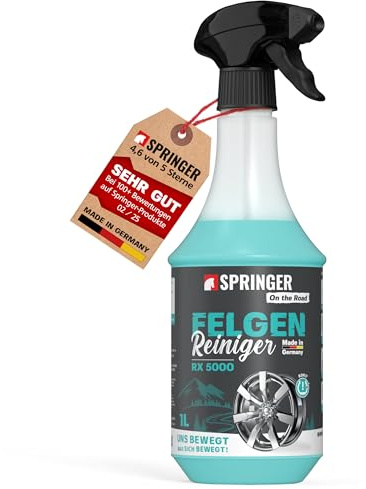 SPRINGER RX5000 - - Felgenreiniger 1L - - Made in Germany - - Reiniger für alle Felgen z.B. Alufelgen - - Mit Wirkindikator - - Felgenspray säurefrei & materialschonend - - Gut haftende Gel Formel