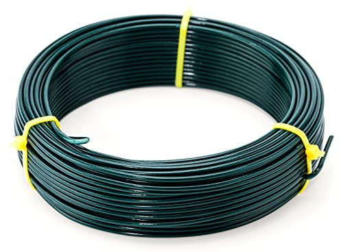 KINGLAKE Pflanzendraht Gartendraht 2mm - 30.5M Pflanzen Draht Bindedraht Ummantelt, Garten Draht Weich, Lst Draht, Basteldraht Zaundraht für Low Stress Training-Grün