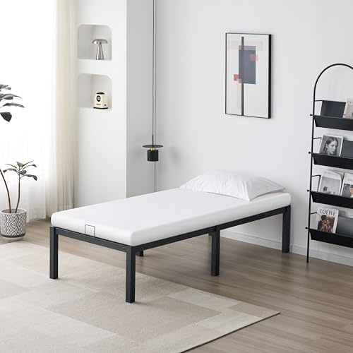 Garvishk Garvis werkzeuglos OHNE Schrauben! Metallbett 90x200 Schwarz – 36 cm Extra Hoher Einzelbettrahmen mit Stauraum – klick-Montage