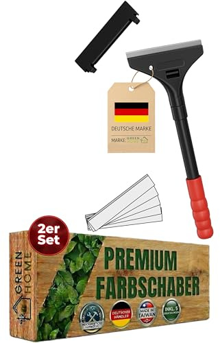 Green Home - Farbschaber PREMIUM 30 cm Tapetenschaber [Schnellwechselvorrichtung] - 100 mm inkl. 5 Ersatzklingen [2er Set]