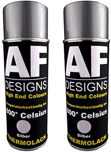 Alex Flittner Designs Thermolack Spray 2 Spraydosen Ofenlack AuspufflackHitzebeständig 800 °C Silber 400ml Schützt Motor und Auspuff vor Rost
