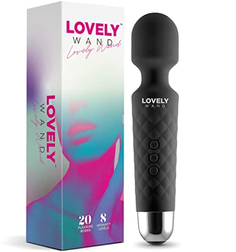Vibrator für Frauen - Leises und Starkes Massagegerät + Akku - Sexspielzeug mit 20 Vibration Modes, Cordless, wiederaufladbar, 100% wasserfest - Lovely Wand (Schwarz)