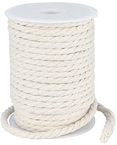 KINGLAKE 6mm- 25m Makramee Garn Baumwollschnur,Kordel Beige Dicke Schnur Makramee Seil- Für Handwerk, Gartenarbeit, Verpackung, Dekoration