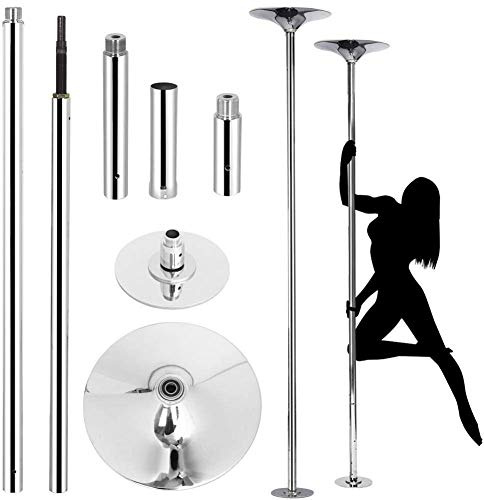 PRIOR FITNESS Sichere Pole Dance Stange 45mm, Tanzstange für Zuhause,Studio | Verstellbare Tanzstange (2,2-2,7m), 200 kg Belastbarkeit, Rotation/Statik, abnehmbar, ideal für Studio, Wohnung, Club Fitness