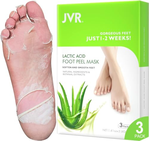 JVR Fußmaske, 3 Paar Milchsäure Fußpeeling Maske, Feuchtigkeitsspendende Fussmaske, Hornhaut Socken, Natürlich Sanft Fußpflege, zur Entfernung von Abgestorbene Haut, Repariert Raue Fersen (Aloe Vera)