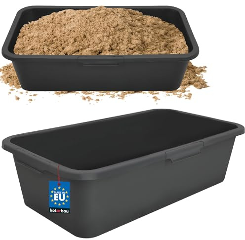 KOTARBAU® Mörtelwanne - 45 L - Mörtelkübel - 68, 5 x 38 x 24 cm - Eimer für Baustelle - Maurerkübel eckig - Kübel für Garten - Mörtelkasten - Robust & Pflegeleicht - Kunststoff - Schwarz