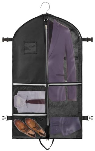 Premium Kleidersack mit 4 Taschen 110x60 CM Faltbare Anzugtasche für Reise & Gardetanz,Anzugsack für Herrenanzüge & Kinderkostüme. Atmungsaktive Tanzen Kinder-Kleiderhülle mit Tragegriff & Schnallen.
