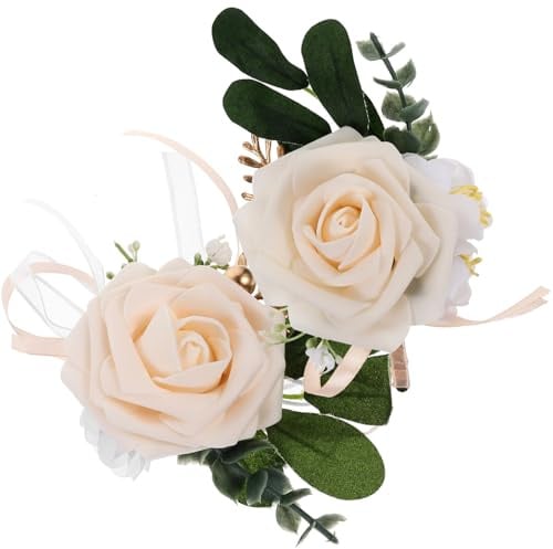 Warmhm 1 Set Handgelenk-Blumen-Ansteckblume Für Herren Ansteckblume Für Hochzeit Armbänder Für Mann Bräutigam Ansteckblume Hochzeit Handgelenk-Anstecknadel Braut Bräutigam